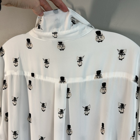 Torrid Madison Georgette Button Front Long Sleeve Shirt 2X Novelty Fox Rabbit - Picture 15 of 16